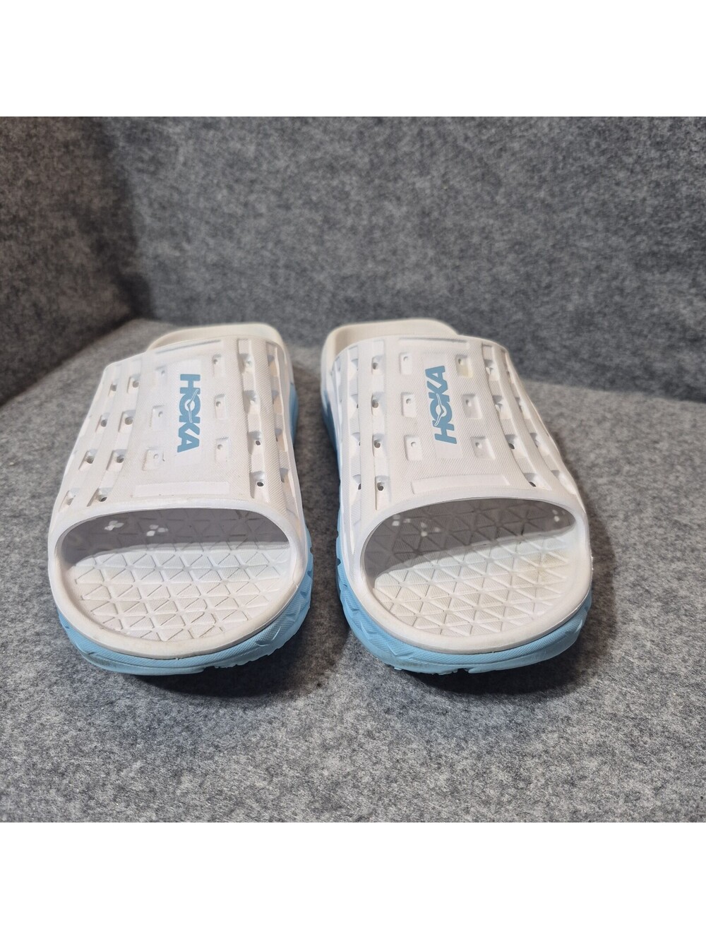 Hoka One One Ora Recovery Slide Sandals White M9 W11 White/Teal